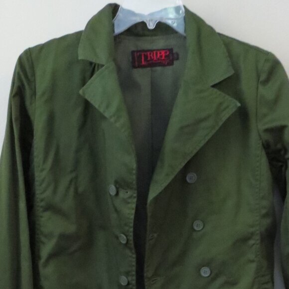 Tripp NYC Cotton Jacket Pockets Button Closure Lined SIZE Small Military Green - Picture 2 of 8